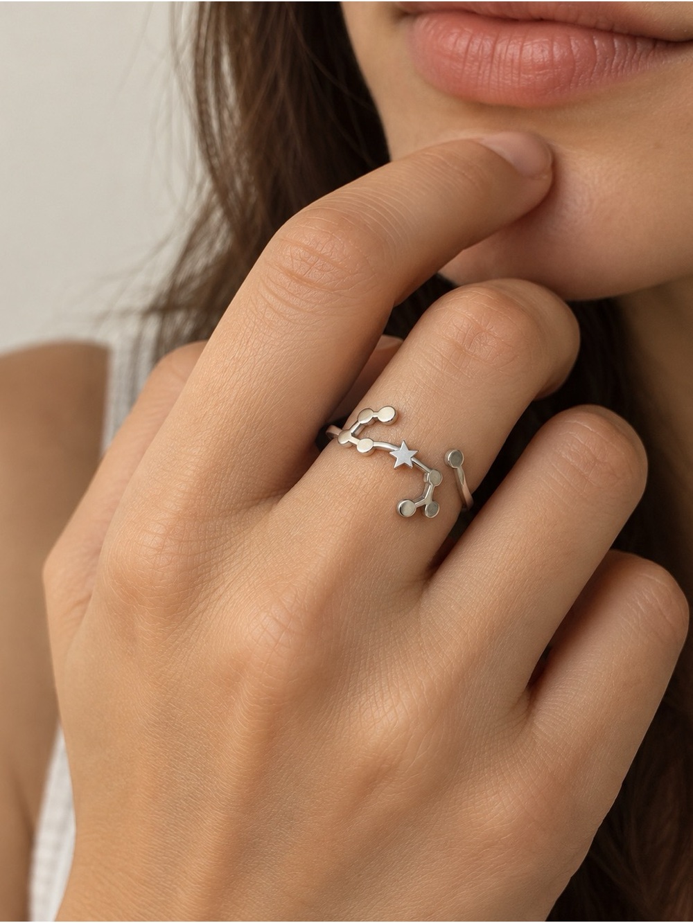 Vintage Silver Constellation Open Ring